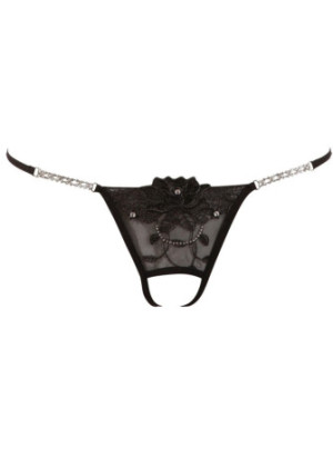 String ouvert broderie & strass avec laçage décoratif - Cottelli